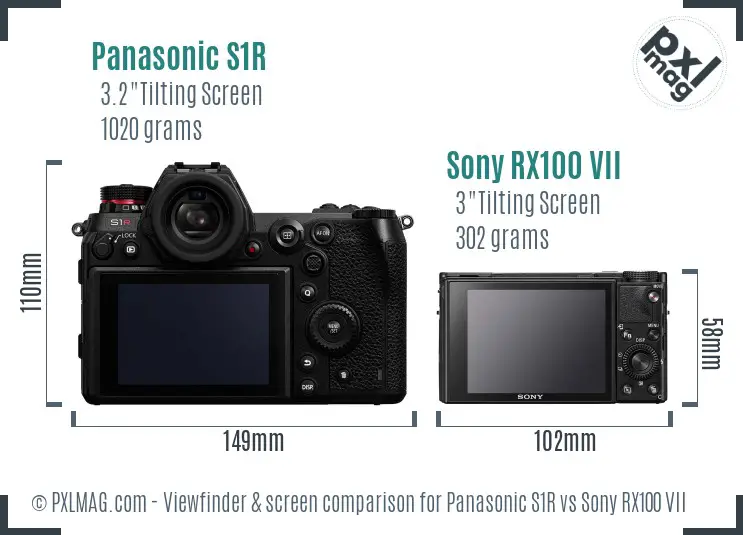 Panasonic S1R vs Sony RX100 VII Screen and Viewfinder comparison