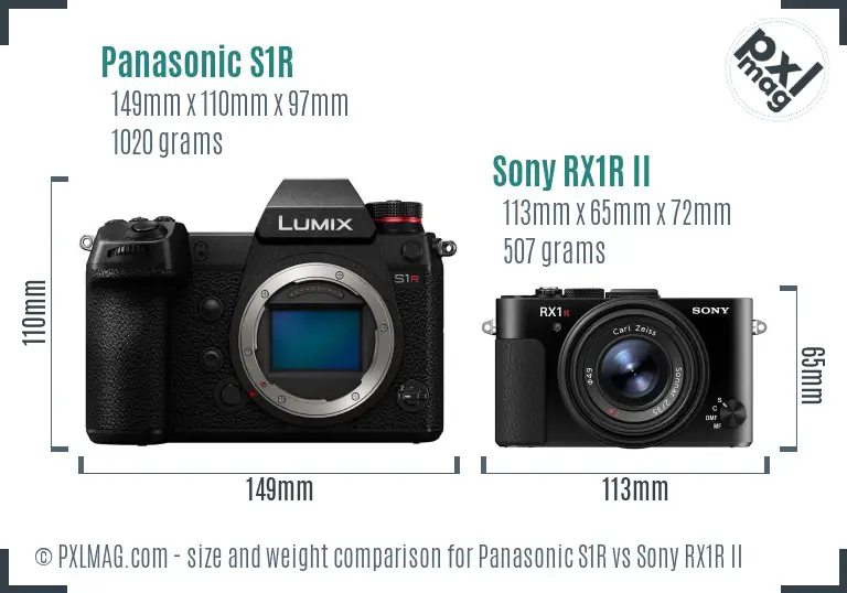 Panasonic S1R vs Sony RX1R II size comparison Panasonic S1R vs Sony RX1R II size comparison