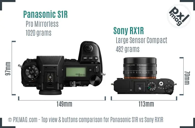 Panasonic S1R vs Sony RX1R top view buttons comparison