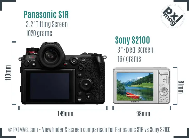 Panasonic S1R vs Sony S2100 Screen and Viewfinder comparison