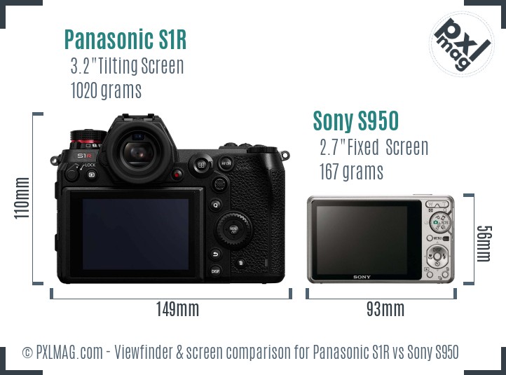 Panasonic S1R vs Sony S950 Screen and Viewfinder comparison