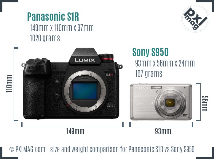 Panasonic S1R vs Sony S950 size comparison Panasonic S1R vs Sony S950 size comparison