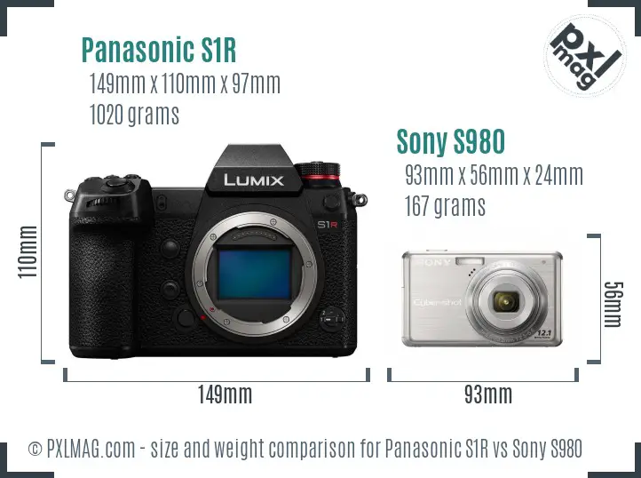 Panasonic S1R vs Sony S980 size comparison