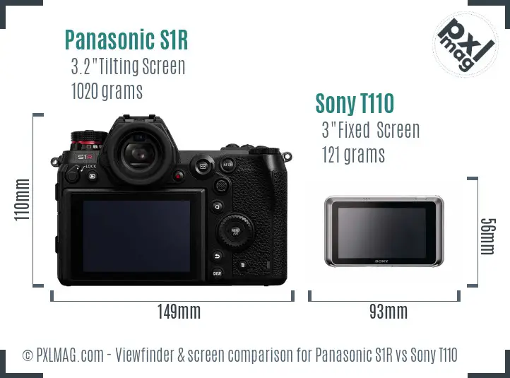 Panasonic S1R vs Sony T110 Screen and Viewfinder comparison