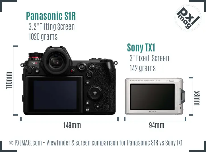 Panasonic S1R vs Sony TX1 Screen and Viewfinder comparison