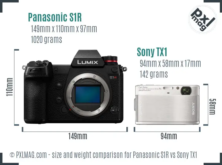 Panasonic S1R vs Sony TX1 size comparison