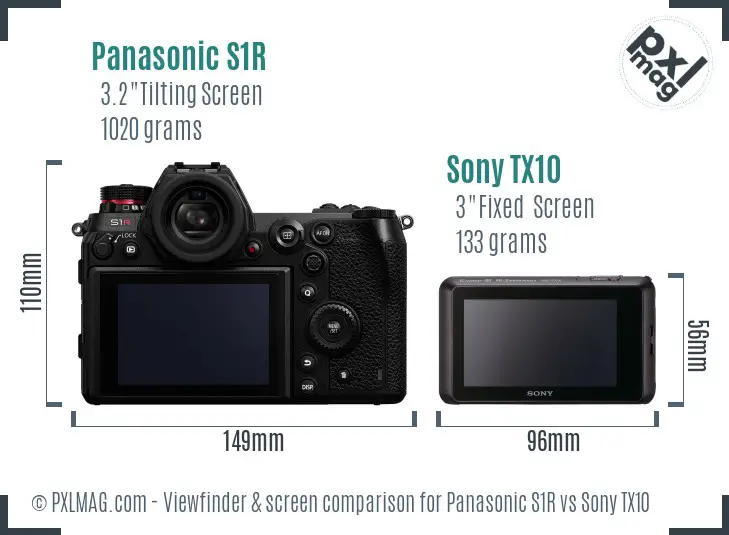 Panasonic S1R vs Sony TX10 Screen and Viewfinder comparison