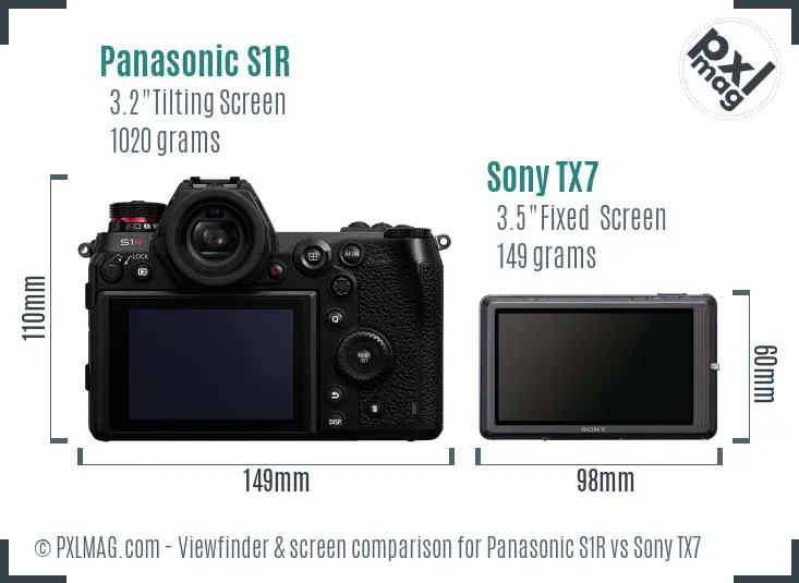 Panasonic S1R vs Sony TX7 Screen and Viewfinder comparison