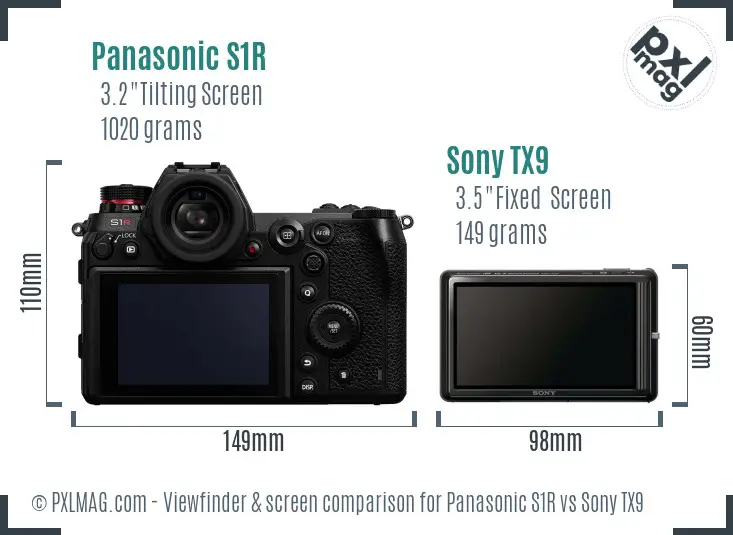 Panasonic S1R vs Sony TX9 Screen and Viewfinder comparison