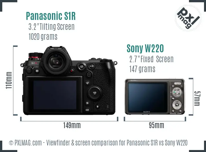 Panasonic S1R vs Sony W220 Screen and Viewfinder comparison Panasonic S1R vs Sony W220 Screen and Viewfinder comparison