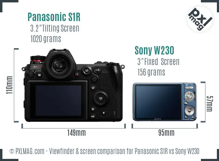 Panasonic S1R vs Sony W230 Screen and Viewfinder comparison