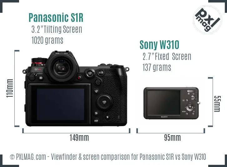 Panasonic S1R vs Sony W310 Screen and Viewfinder comparison