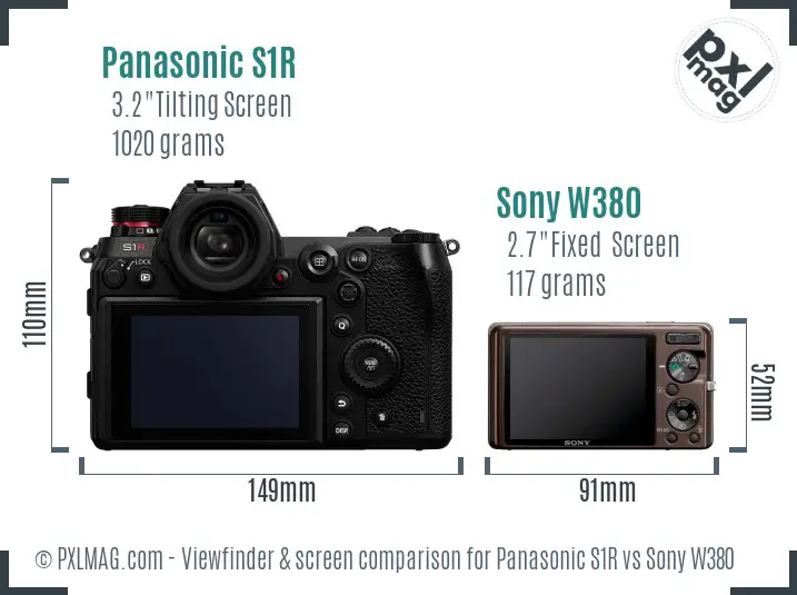 Panasonic S1R vs Sony W380 Screen and Viewfinder comparison Panasonic S1R vs Sony W380 Screen and Viewfinder comparison