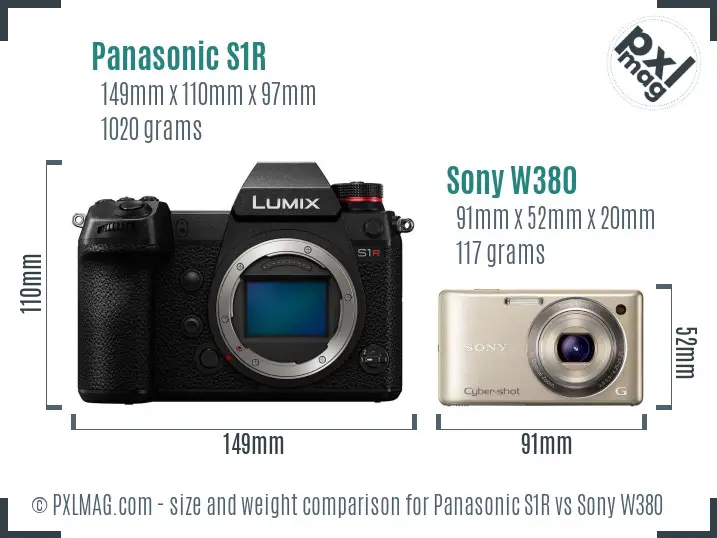 Panasonic S1R vs Sony W380 size comparison Panasonic S1R vs Sony W380 size comparison