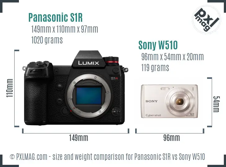 Panasonic S1R vs Sony W510 size comparison