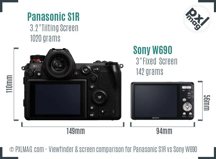 Panasonic S1R vs Sony W690 Screen and Viewfinder comparison