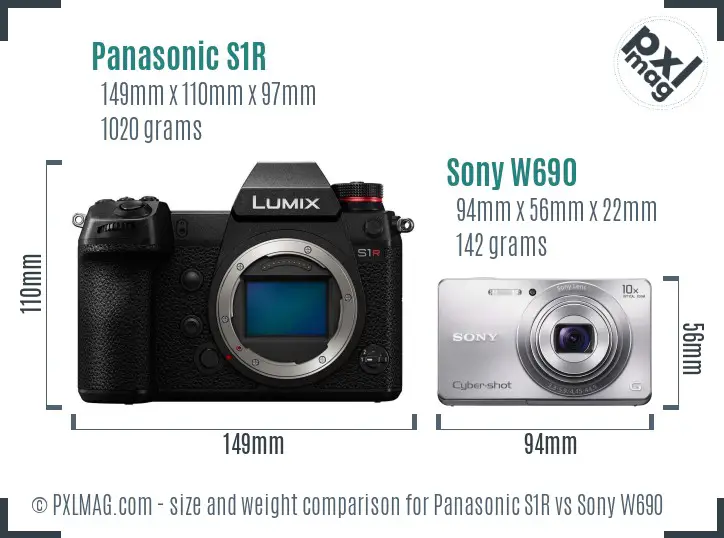 Panasonic S1R vs Sony W690 size comparison