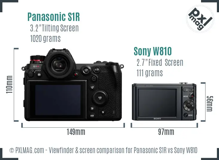 Panasonic S1R vs Sony W810 Screen and Viewfinder comparison