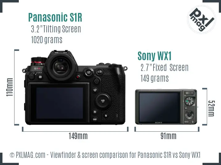 Panasonic S1R vs Sony WX1 Screen and Viewfinder comparison