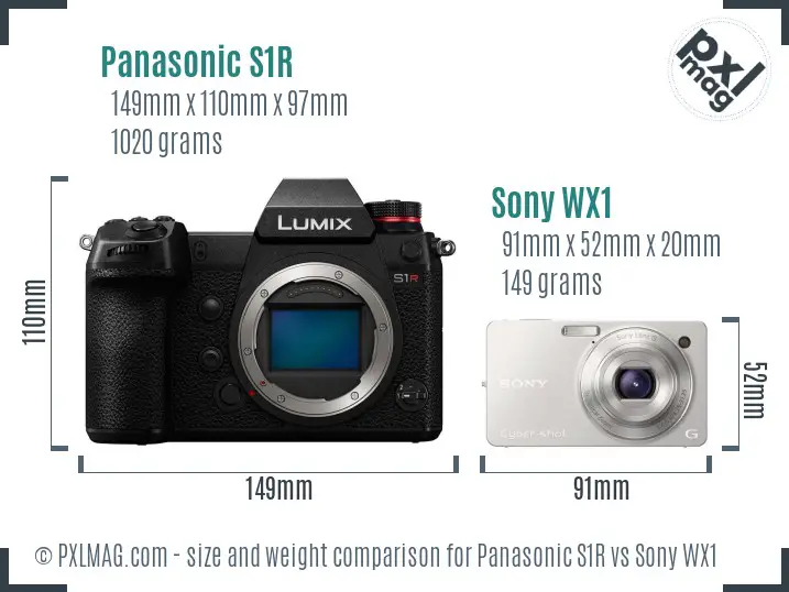 Panasonic S1R vs Sony WX1 size comparison