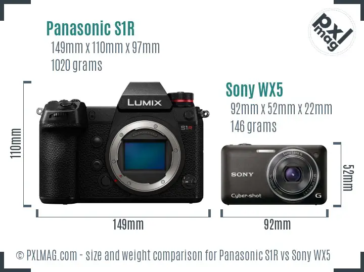 Panasonic S1R vs Sony WX5 size comparison