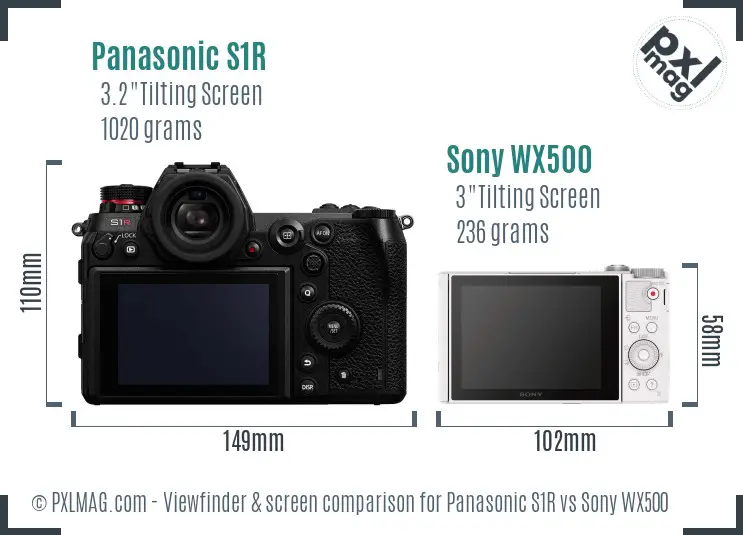 Panasonic S1R vs Sony WX500 Screen and Viewfinder comparison Panasonic S1R vs Sony WX500 Screen and Viewfinder comparison