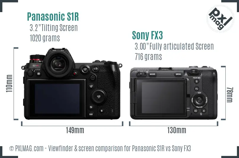 Panasonic S1R vs Sony FX3 Screen and Viewfinder comparison