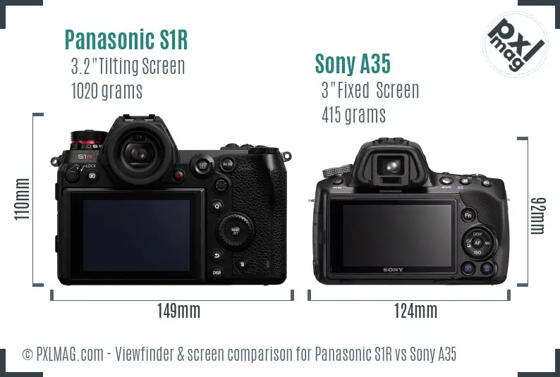 Panasonic S1R vs Sony A35 Screen and Viewfinder comparison