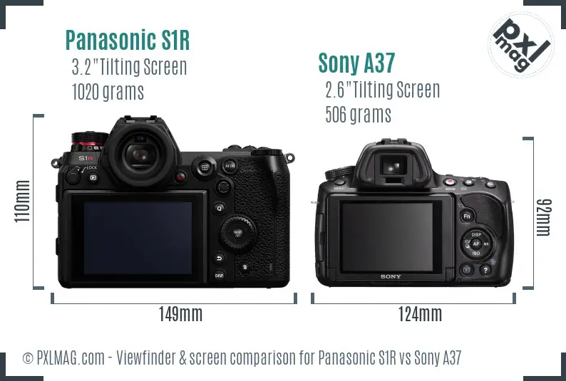 Panasonic S1R vs Sony A37 Screen and Viewfinder comparison