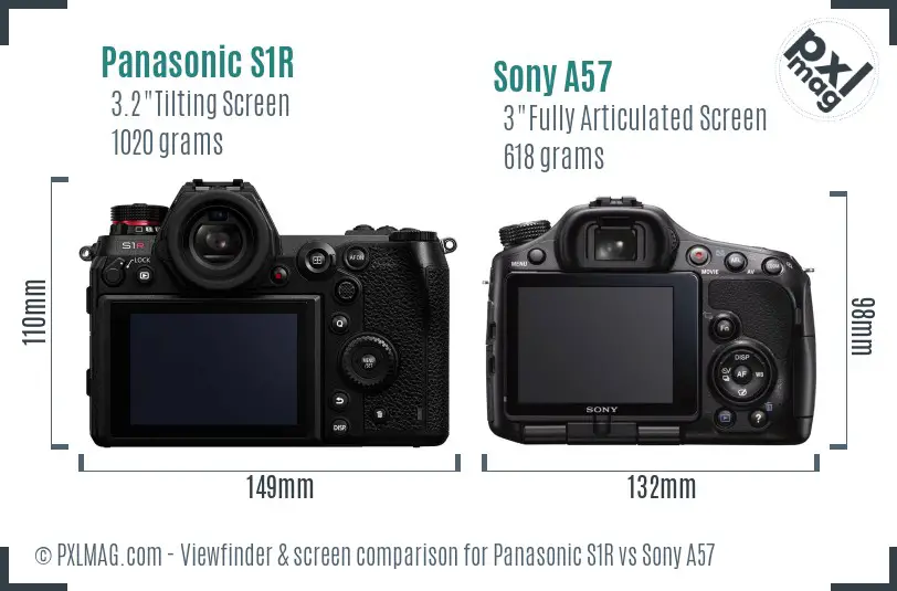 Panasonic S1R vs Sony A57 Screen and Viewfinder comparison