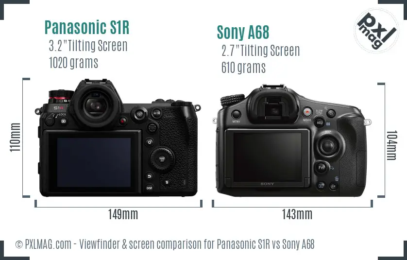Panasonic S1R vs Sony A68 Screen and Viewfinder comparison