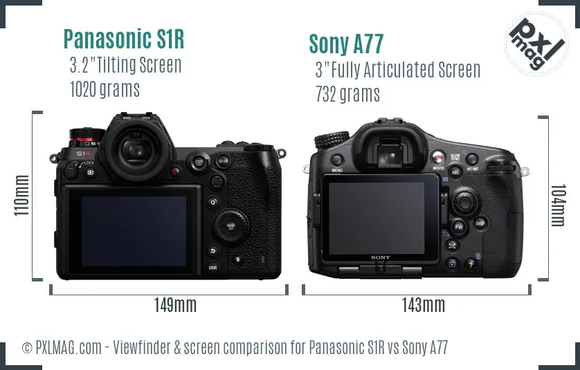 Panasonic S1R vs Sony A77 Screen and Viewfinder comparison