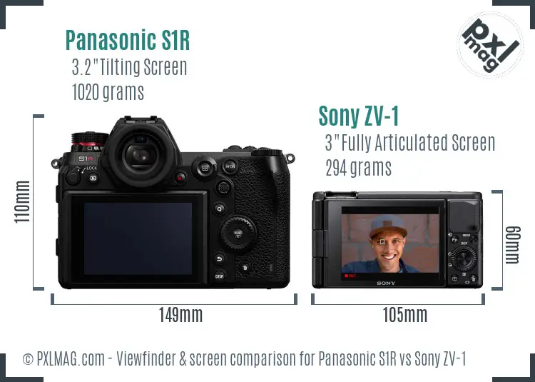 Panasonic S1R vs Sony ZV-1 Screen and Viewfinder comparison