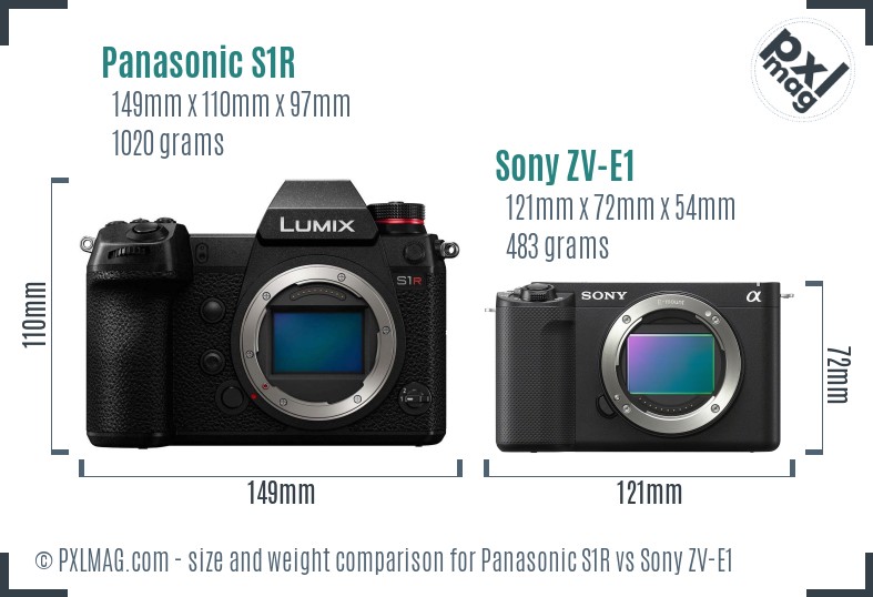 Panasonic S1R vs Sony ZV-E1 size comparison