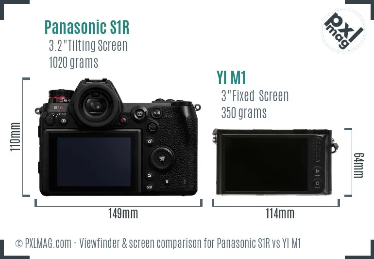 Panasonic S1R vs YI M1 Screen and Viewfinder comparison