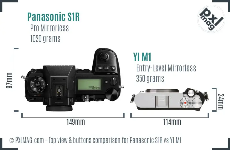 Panasonic S1R vs YI M1 top view buttons comparison