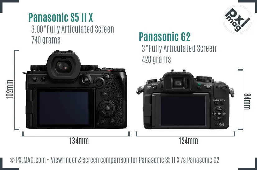 Panasonic S5 II X vs Panasonic G2 Screen and Viewfinder comparison