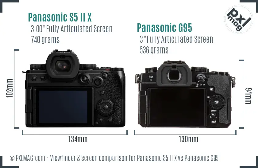 Panasonic S5 II X vs Panasonic G95 Screen and Viewfinder comparison