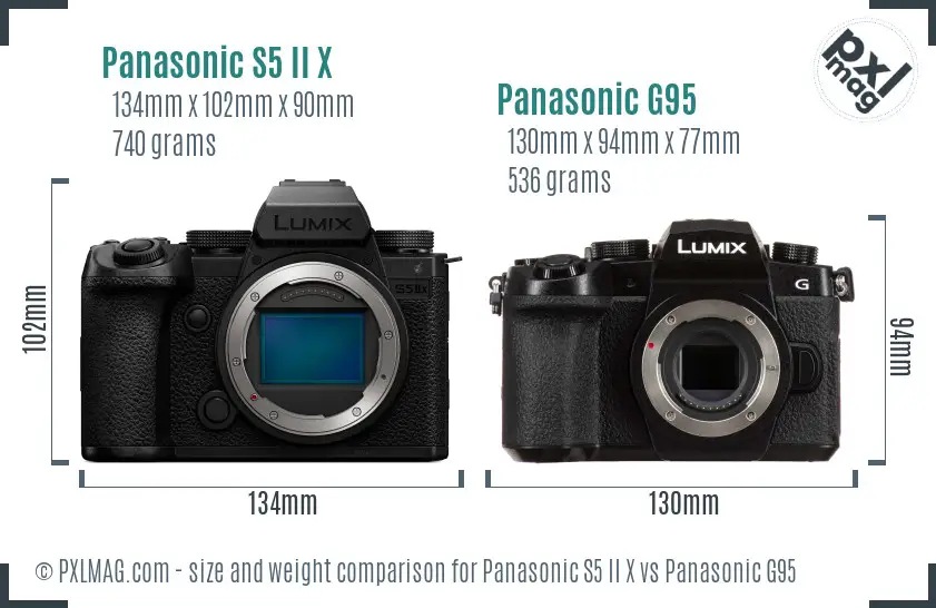 Panasonic S5 II X vs Panasonic G95 size comparison