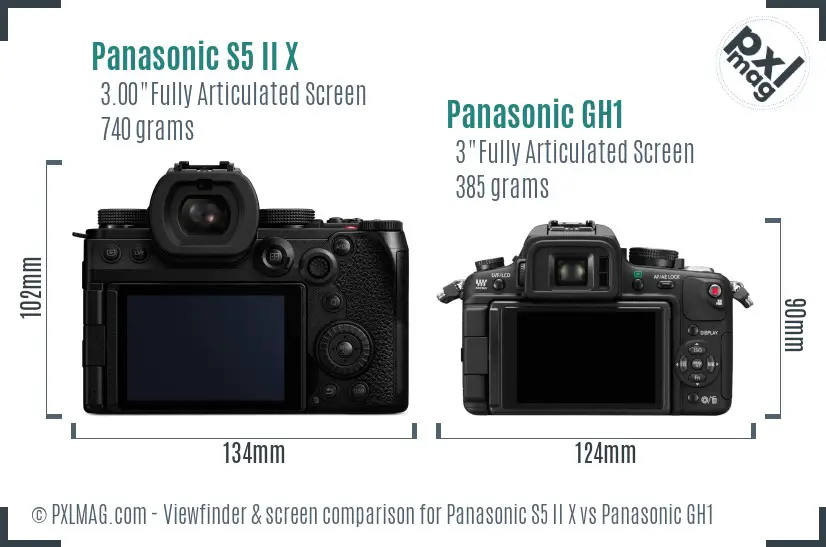 Panasonic S5 II X vs Panasonic GH1 Screen and Viewfinder comparison