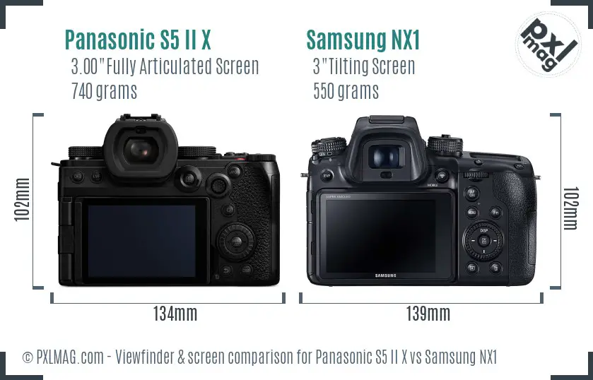 Panasonic S5 II X vs Samsung NX1 Screen and Viewfinder comparison
