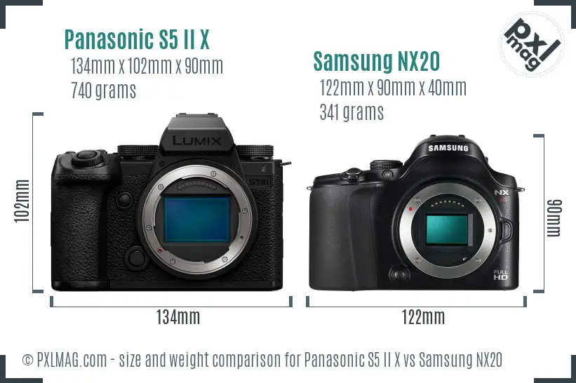 Panasonic S5 II X vs Samsung NX20 size comparison Panasonic S5 II X vs Samsung NX20 size comparison