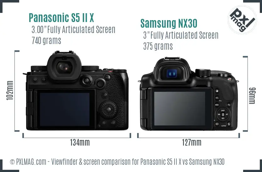 Panasonic S5 II X vs Samsung NX30 Screen and Viewfinder comparison