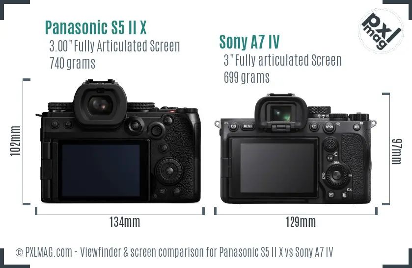 Panasonic S5 II X vs Sony A7 IV Screen and Viewfinder comparison