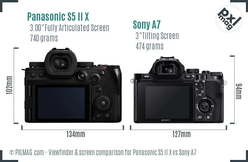 Panasonic S5 II X vs Sony A7 Screen and Viewfinder comparison