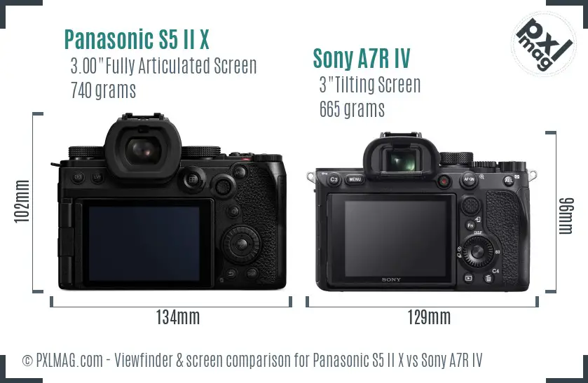 Panasonic S5 II X vs Sony A7R IV Screen and Viewfinder comparison