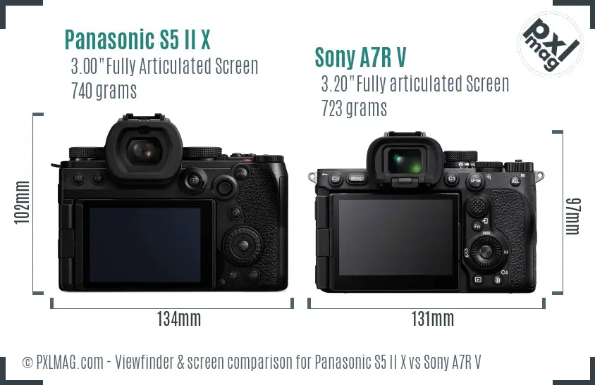 Panasonic S5 II X vs Sony A7R V Screen and Viewfinder comparison