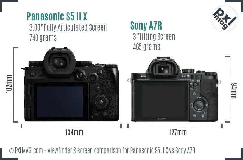 Panasonic S5 II X vs Sony A7R Screen and Viewfinder comparison