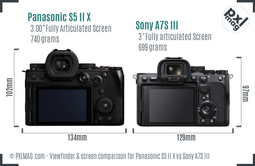 Panasonic S5 II X vs Sony A7S III Screen and Viewfinder comparison