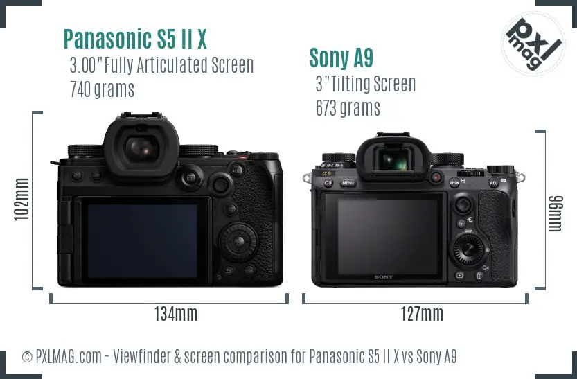 Panasonic S5 II X vs Sony A9 Screen and Viewfinder comparison